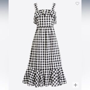 J Crew black and white cotton MIDI Dress in Gingham Size 2 EUC